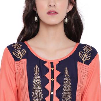 Peach printed rayon  kurti 5