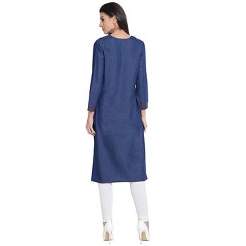 Blue embroidered cotton  kurti 2