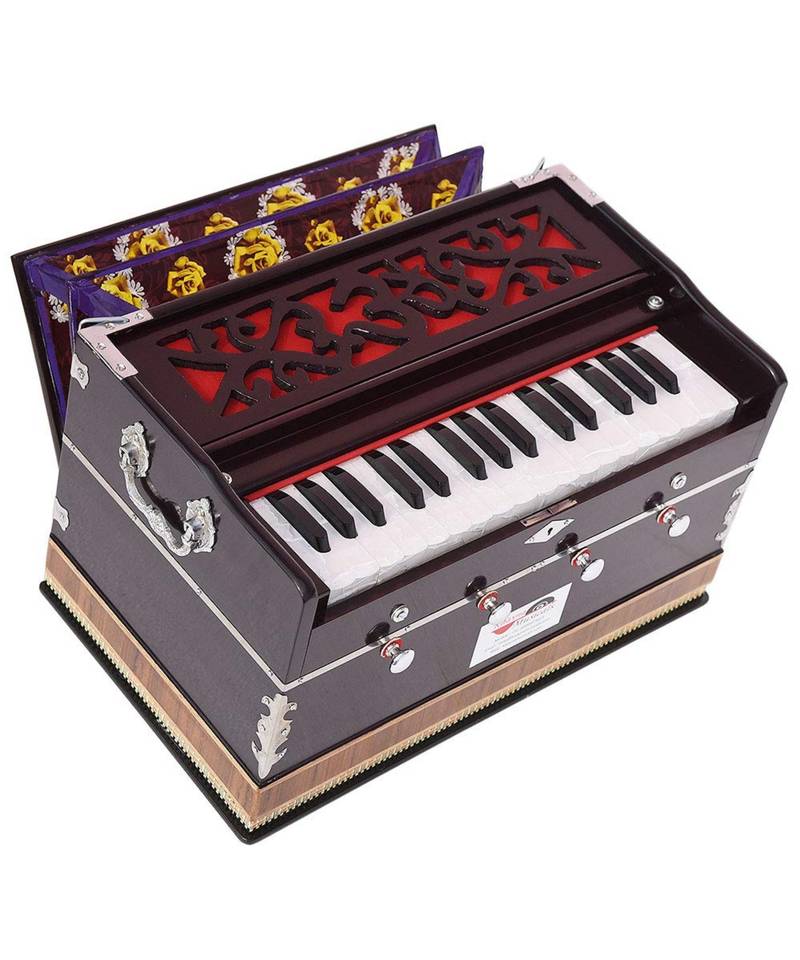 OM Harmonium Mini Magic By Kaayna Musicals, 4 Stop- 2 Main & 2 Drone, 2¾ Octave, Dark Colour, Gig Bag, Bass/Male- 440 Hz