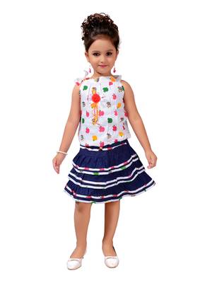 White Printed Nylon Kids-Tops 1