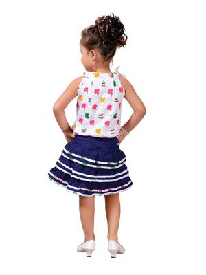 White Printed Nylon Kids-Tops 2