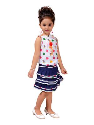 White Printed Nylon Kids-Tops 4