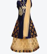 Cream Embroidered Art Silk Stitched Lehenga