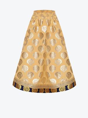 Cream Embroidered Art Silk Stitched Lehenga 4