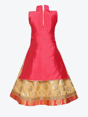 Cream Embroidered Art Silk Stitched Lehenga 3