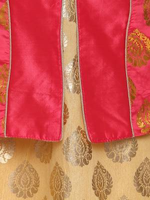Cream Embroidered Art Silk Stitched Lehenga 5