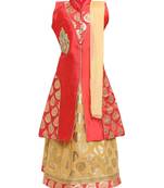 Cream Embroidered Art Silk Stitched Lehenga