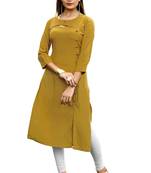 Yellow plain rayon kurti