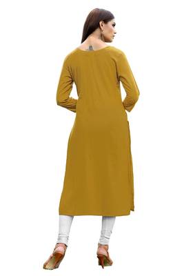 Yellow plain rayon kurti 2