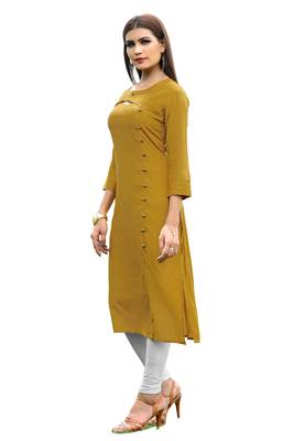 Yellow plain rayon kurti 3
