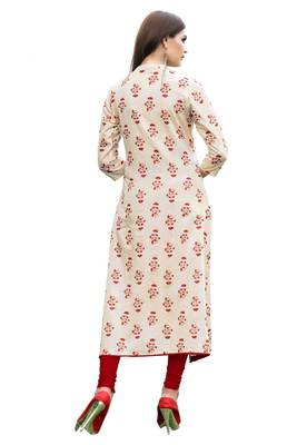 Off-white printed cotton kurti 2