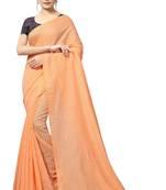 Orange plain linen saree with blouse