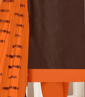Brown Embroidered Silk Cotton Salwar With Dupatta 3