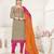 Beige embroidered silk cotton salwar with dupatta
