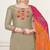 Beige embroidered silk cotton salwar with dupatta