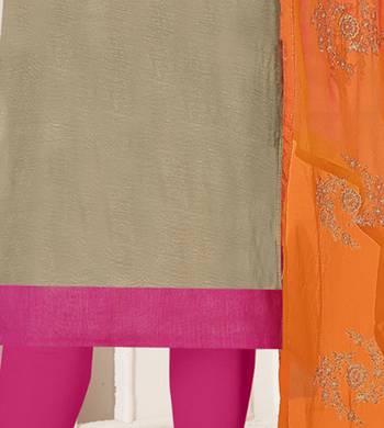 Beige embroidered silk cotton salwar with dupatta 3