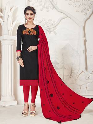 Black embroidered silk cotton salwar with dupatta 1