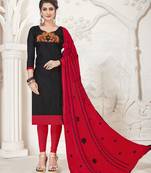 Black embroidered silk cotton salwar with dupatta