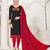 Black embroidered silk cotton salwar with dupatta