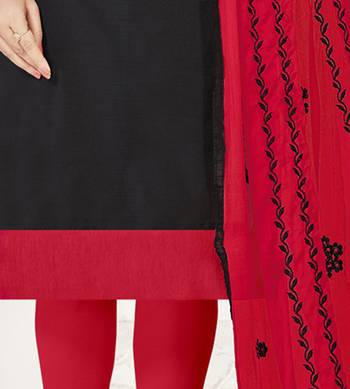 Black embroidered silk cotton salwar with dupatta 2