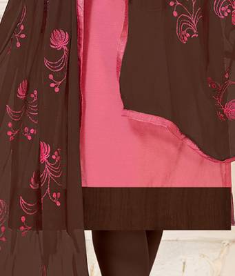 Light-pink embroidered silk cotton salwar with dupatta 2