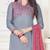 Grey embroidered cotton salwar with dupatta
