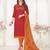 Red embroidered cotton salwar with dupatta