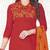 Red embroidered cotton salwar with dupatta