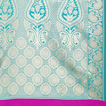 Magenta woven poly silk saree with blouse 5