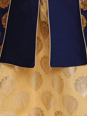 Cream Embroidered Art Silk Stitched Lehenga 5