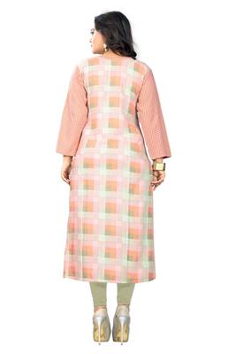 Peach printed rayon kurti 2