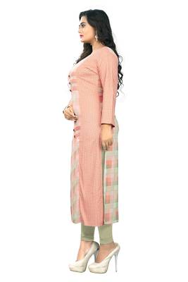Peach printed rayon kurti 3