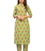 Light-green printed cotton kurti