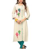Off-white hand woven cotton kurti