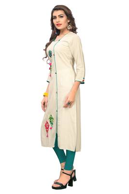 Off-white hand woven cotton kurti 3