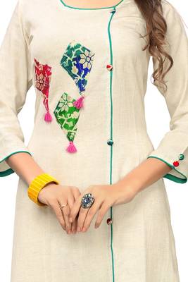 Off-white hand woven cotton kurti 4