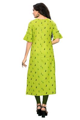Light-green printed rayon kurti 2