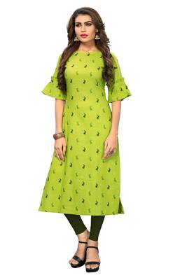 Light-green printed rayon kurti 5