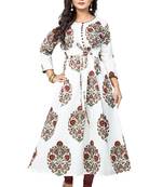 Off-white printed cotton kurti