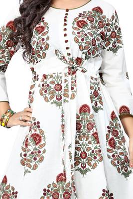 Off-white printed cotton kurti 4