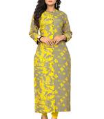 Yellow printed rayon kurti