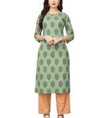 Light-green printed cotton kurti