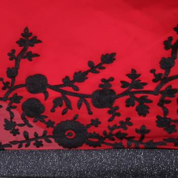 Red embroidered georgette saree with blouse 5