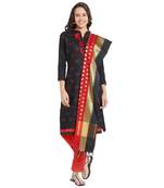 Black embroidered cotton salwar with dupatta