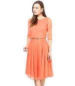 Orange plain net dress
