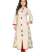 Beige printed cotton kurti