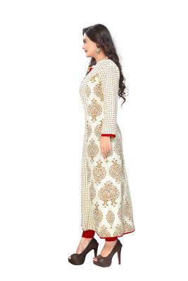 Beige printed cotton kurti 3