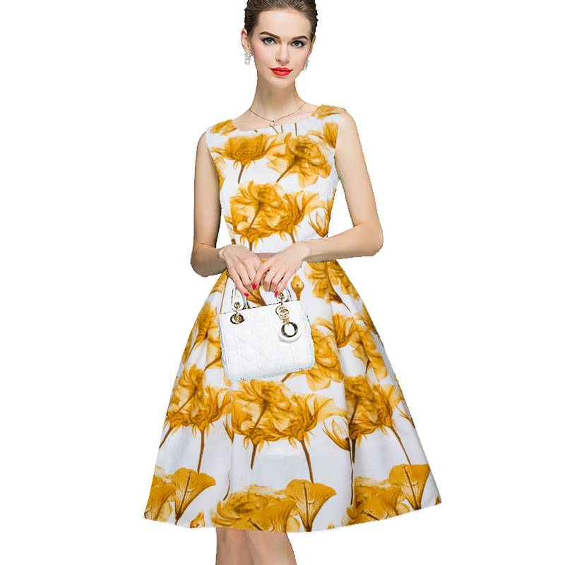 Yellow plain crepe dress