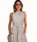 Cream plain crepe dress