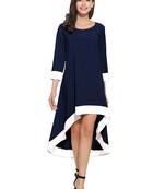 Blue plain crepe dress